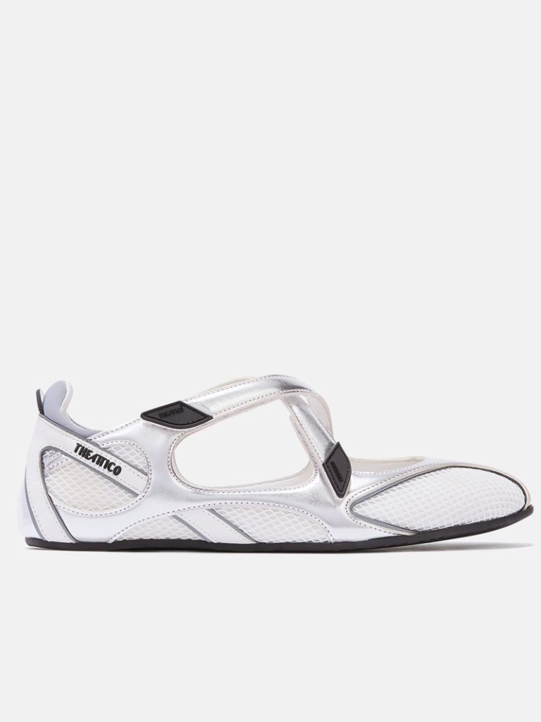 The Attico Floor 01 Metallic Silver Ballerina Flats 37